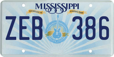 MS license plate ZEB386