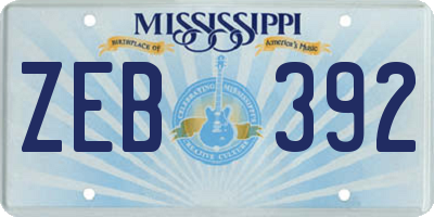 MS license plate ZEB392