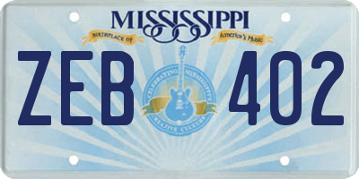 MS license plate ZEB402