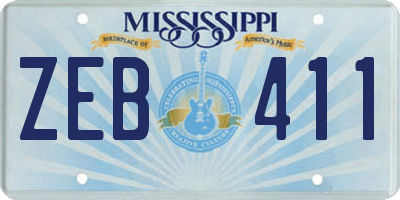 MS license plate ZEB411