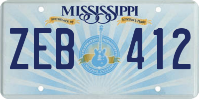 MS license plate ZEB412