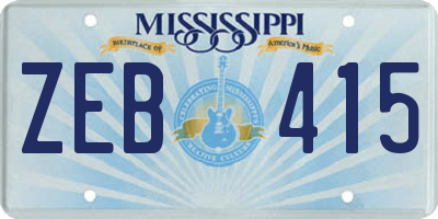 MS license plate ZEB415