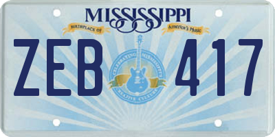 MS license plate ZEB417