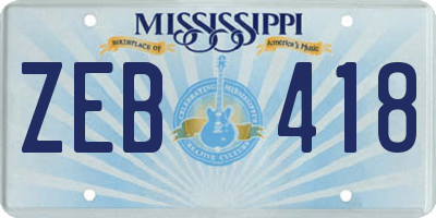 MS license plate ZEB418