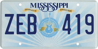 MS license plate ZEB419