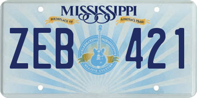 MS license plate ZEB421
