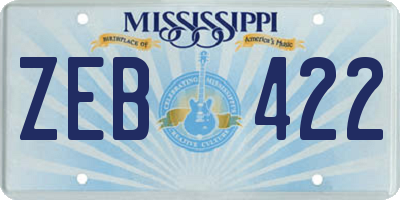 MS license plate ZEB422
