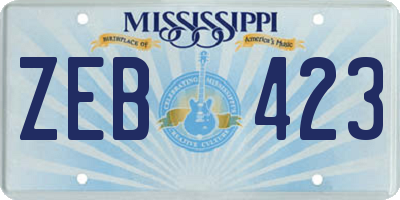 MS license plate ZEB423