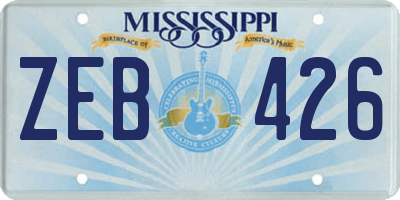 MS license plate ZEB426