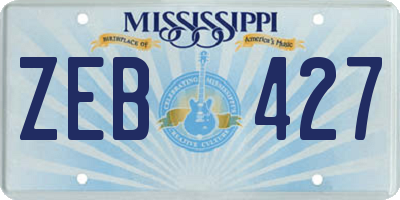 MS license plate ZEB427