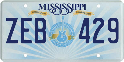 MS license plate ZEB429