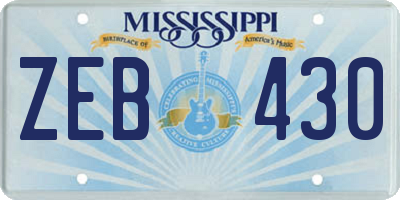 MS license plate ZEB430