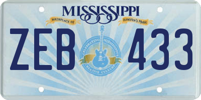 MS license plate ZEB433