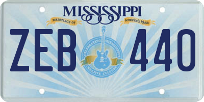 MS license plate ZEB440