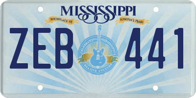 MS license plate ZEB441