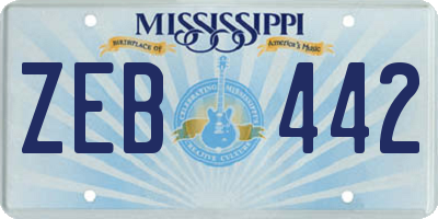 MS license plate ZEB442