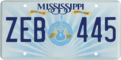 MS license plate ZEB445