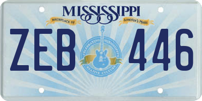 MS license plate ZEB446