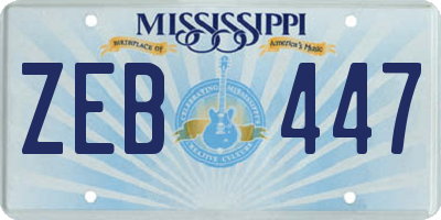 MS license plate ZEB447