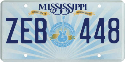 MS license plate ZEB448