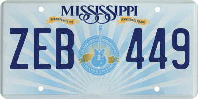 MS license plate ZEB449