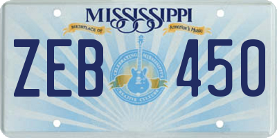 MS license plate ZEB450