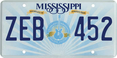 MS license plate ZEB452