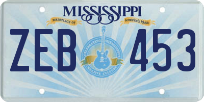 MS license plate ZEB453