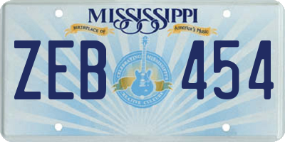 MS license plate ZEB454