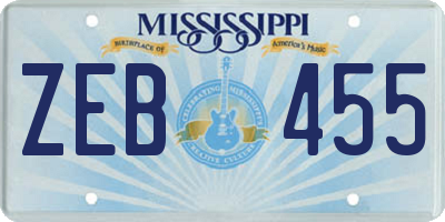 MS license plate ZEB455