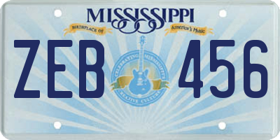 MS license plate ZEB456