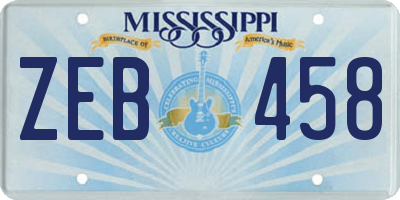MS license plate ZEB458