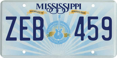MS license plate ZEB459