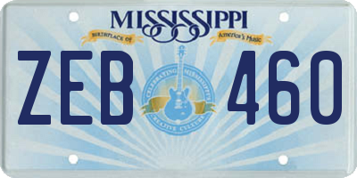 MS license plate ZEB460