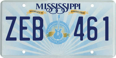 MS license plate ZEB461