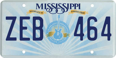MS license plate ZEB464