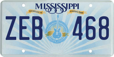 MS license plate ZEB468