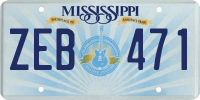 MS license plate ZEB471