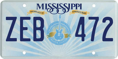 MS license plate ZEB472