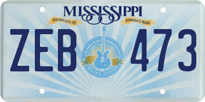 MS license plate ZEB473