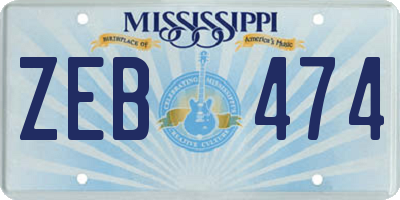 MS license plate ZEB474