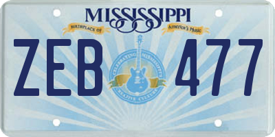 MS license plate ZEB477