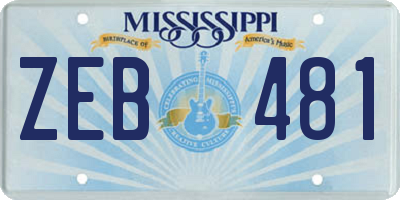 MS license plate ZEB481