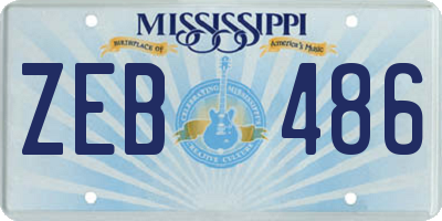 MS license plate ZEB486