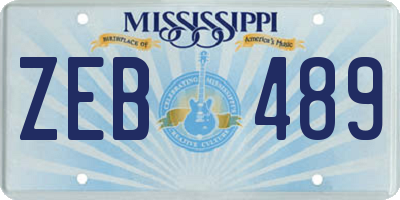 MS license plate ZEB489