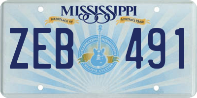 MS license plate ZEB491