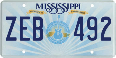 MS license plate ZEB492