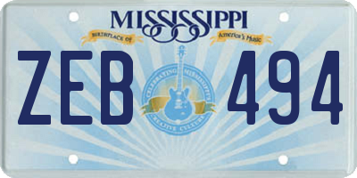 MS license plate ZEB494