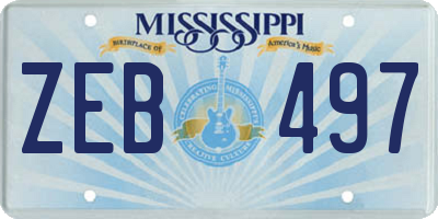 MS license plate ZEB497