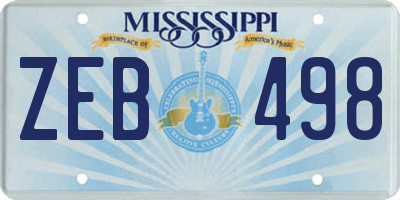 MS license plate ZEB498